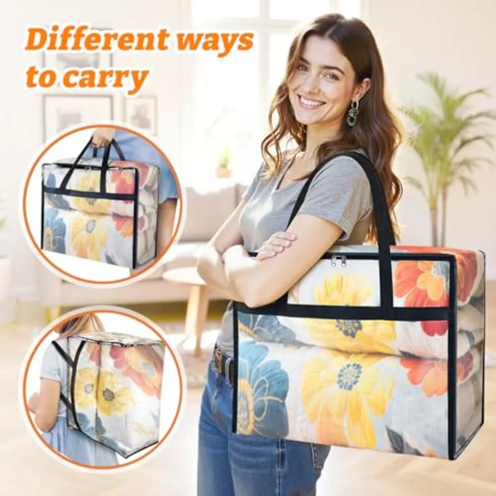 8 Pack Clear Clothes Storage Bags, Moving Bags, Foldable